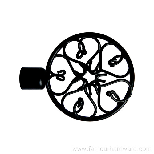 Black wrought iron flower curtain rod direct sale